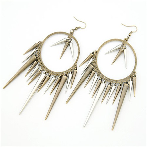 Dangling Rivets Punk Style Hoop Earrings