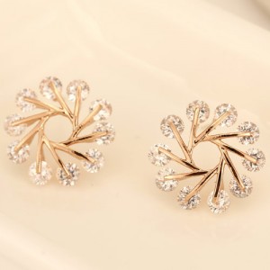 Luxurious Cubic Zirconia Snowflake Fashion Ear Studs Rose Gold