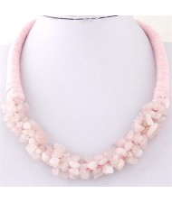 Bohemian Fashion Garlets Pendant Weaving Rope Short Costume Necklace - Pink