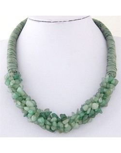 Bohemian Fashion Garlets Pendant Weaving Rope Short Costume Necklace - Bronze Green