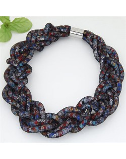 Weaving Style Shining Stardust Statement Fashion Short Necklace - Multicolor
