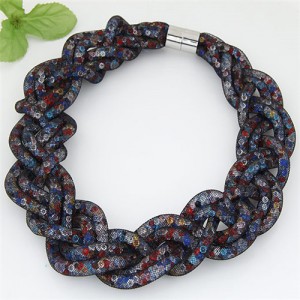 Weaving Style Shining Stardust Statement Fashion Short Necklace - Multicolor