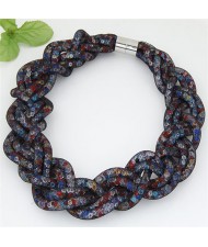 Weaving Style Shining Stardust Statement Fashion Short Necklace - Multicolor