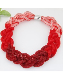 Weaving Style Shining Stardust Statement Fashion Short Necklace - Red