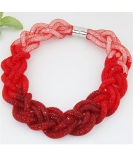 Weaving Style Shining Stardust Statement Fashion Short Necklace - Red