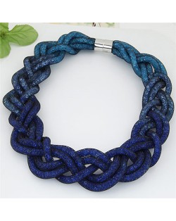 Weaving Style Shining Stardust Statement Fashion Short Necklace - Blue
