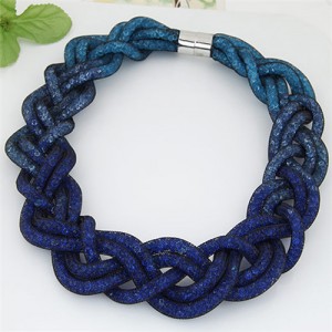 Weaving Style Shining Stardust Statement Fashion Short Necklace - Blue
