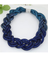 Weaving Style Shining Stardust Statement Fashion Short Necklace - Blue