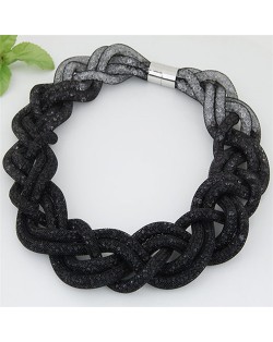 Weaving Style Shining Stardust Statement Fashion Short Necklace - Black