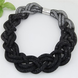 Weaving Style Shining Stardust Statement Fashion Short Necklace - Black