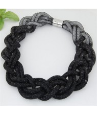 Weaving Style Shining Stardust Statement Fashion Short Necklace - Black