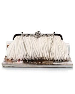 Luxurious Folding Cloth Design Evening/ Wedding Party Handbag - White