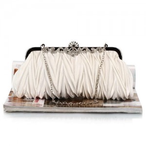 Luxurious Folding Cloth Design Evening/ Wedding Party Handbag - White