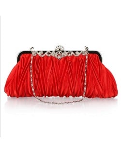 Luxurious Folding Cloth Design Evening/ Wedding Party Handbag - Red