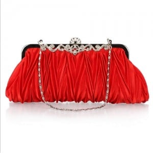 Luxurious Folding Cloth Design Evening/ Wedding Party Handbag - Red