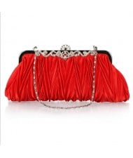 Luxurious Folding Cloth Design Evening/ Wedding Party Handbag - Red