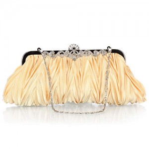 Luxurious Folding Cloth Design Evening/ Wedding Party Handbag - Golden