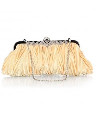 Luxurious Folding Cloth Design Evening/ Wedding Party Handbag - Golden