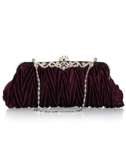 Luxurious Folding Cloth Design Evening/ Wedding Party Handbag - Purple