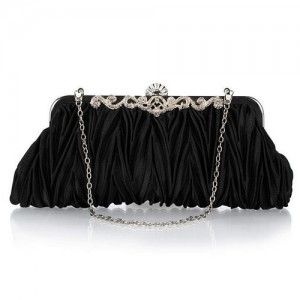 Luxurious Folding Cloth Design Evening/ Wedding Party Handbag - Black