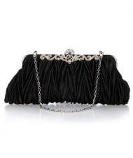 Luxurious Folding Cloth Design Evening/ Wedding Party Handbag - Black