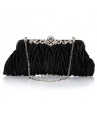 Luxurious Folding Cloth Design Evening/ Wedding Party Handbag - Black