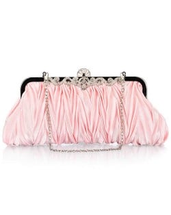 Luxurious Folding Cloth Design Evening/ Wedding Party Handbag - Pink