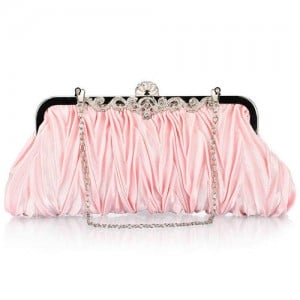 Luxurious Folding Cloth Design Evening/ Wedding Party Handbag - Pink