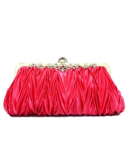 Luxurious Folding Cloth Design Evening/ Wedding Party Handbag - Rose