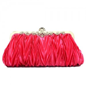 Luxurious Folding Cloth Design Evening/ Wedding Party Handbag - Rose