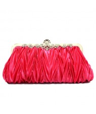 Luxurious Folding Cloth Design Evening/ Wedding Party Handbag - Rose