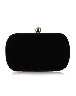 Silver Ball Decoration Design Flannelette Evening Handbag - Black