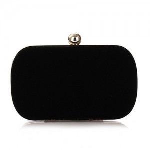 Silver Ball Decoration Design Flannelette Evening Handbag - Black