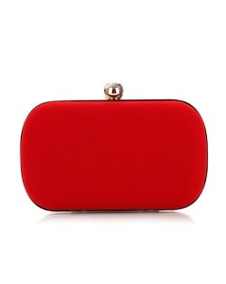 Silver Ball Decoration Design Flannelette Evening Handbag - Red