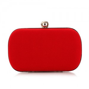 Silver Ball Decoration Design Flannelette Evening Handbag - Red