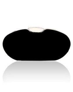 Graceful Rhinestone Embellished Lock Flannelette Evening Handbag/ Shoulder Bag - Black