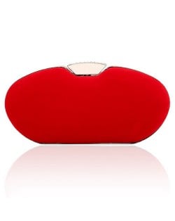 Graceful Rhinestone Embellished Lock Flannelette Evening Handbag/ Shoulder Bag - Red