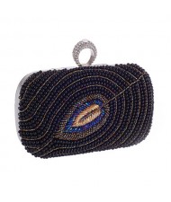 Pearls Combined Leaf Design with Rhinestone Inlaid Decoration Fashion Handbag/ Shoulder Bag - Black