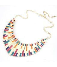 Oil-spot Glazed Fan-shaped Goden Pendant Statement Fashion Necklace - Multicolor