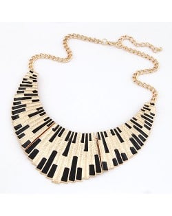 Oil-spot Glazed Fan-shaped Goden Pendant Punk Fashion Necklace - Black