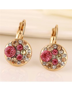 Assorted Rhinestones Inlaid Flowers Cluster Design Golden Fashion Ear Clips