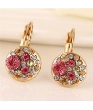 Assorted Rhinestones Inlaid Flowers Cluster Design Golden Fashion Ear Clips