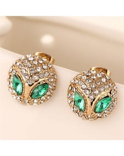 Rhinestone Inlaid ET Head Design Golden Fashion Ear Studs