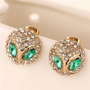 Rhinestone Inlaid ET Head Design Golden Fashion Ear Studs
