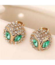 Rhinestone Inlaid ET Head Design Golden Fashion Ear Studs