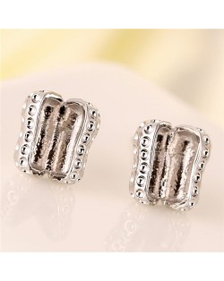 Opened Peanut Design Fashion Ear Studs - Silver