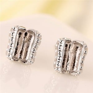 Opened Peanut Design Fashion Ear Studs - Silver