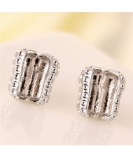 Opened Peanut Design Fashion Ear Studs - Silver