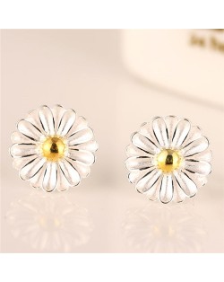 Graceful Blooming Chrysanthemum Copper Fashion Ear Studs