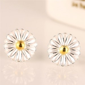 Graceful Blooming Chrysanthemum Copper Fashion Ear Studs